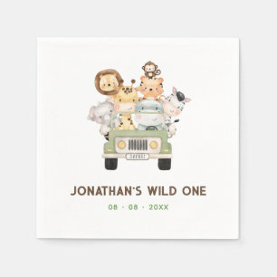 Serviette En Papier Safari Animaux serviettes - Garçon 1er Wild Un Ann