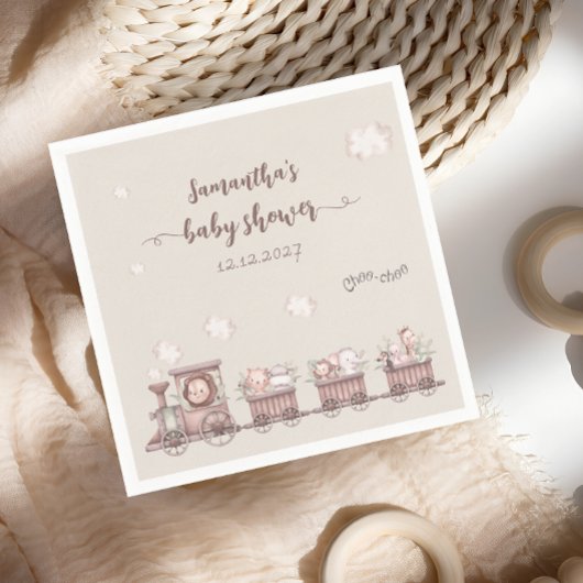 Serviette En Papier Safari Animaux Train Baby shower