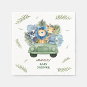 Serviette En Papier Safari Animaux Voiture Baby shower Garçon (Devant)