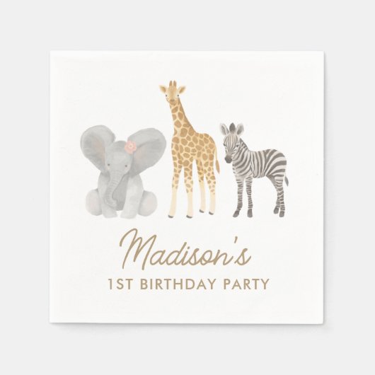 Serviette En Papier Safari Anniversaire (Devant)
