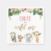 Serviette En Papier Safari aux filles thème sauvage un anniversaire se (Devant)