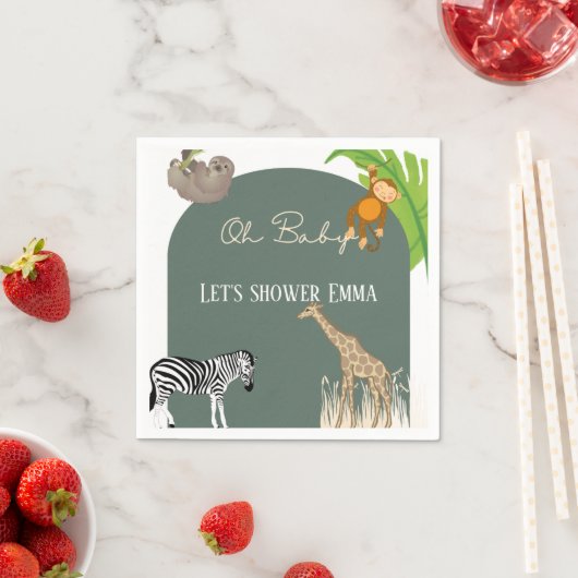 Serviette En Papier Safari Baby shower à thème serviettes (En situation)