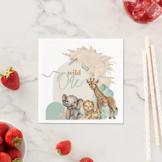 Serviette En Papier Safari Boho Balloon Boy 1ère fête d'anniversaire (En situation)