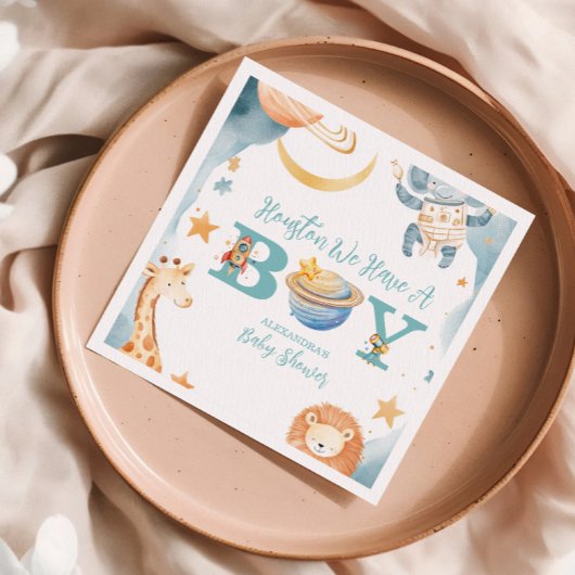 Serviette En Papier Safari Houston Nous Avons Un Garçon Espace Extérie