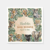 Serviette En Papier Safari Jungle Animaux sauvages Baby shower neutre (Devant)
