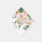Serviette En Papier Safari Jungle Animaux Végétation Ballons roses Béb (Coin)