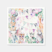 Serviette En Papier Safari Jungle Cute Animaux Fille Anniversaire (Devant)