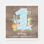 Serviette En Papier Safari Jungle Garçons Premier Anniversaire Papier  (Devant)