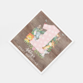 Serviette En Papier Safari Jungle Girls First Birthday Papier serviett (Coin)