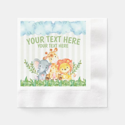 Serviette En Papier Safari Jungle Zoo Animal Napkins (Devant)