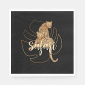 Serviette En Papier Safari léopard noir (Devant)