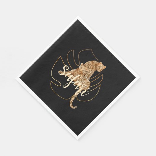 Serviette En Papier Safari léopard noir (Coin)