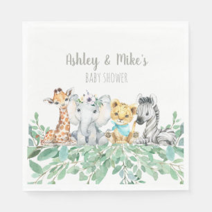 Serviette En Papier Safari neutre genre thème douche ou anniversaire