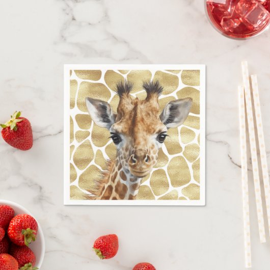 Serviette En Papier Safari or Giraffe Wild Un Anniversaire (En situation)