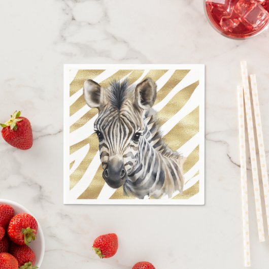Serviette En Papier Safari or Zebra Wild Un Anniversaire (En situation)