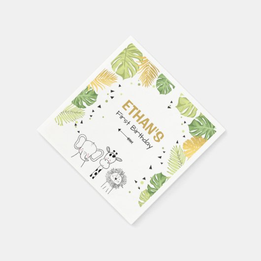 Serviette En Papier Safari Papier Napkins Zoo Wild Jungle Animaux Garç (Coin)
