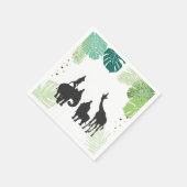 Serviette En Papier Safari Papier Naples Zoo Wild Jungle Animaux Noir (Coin)