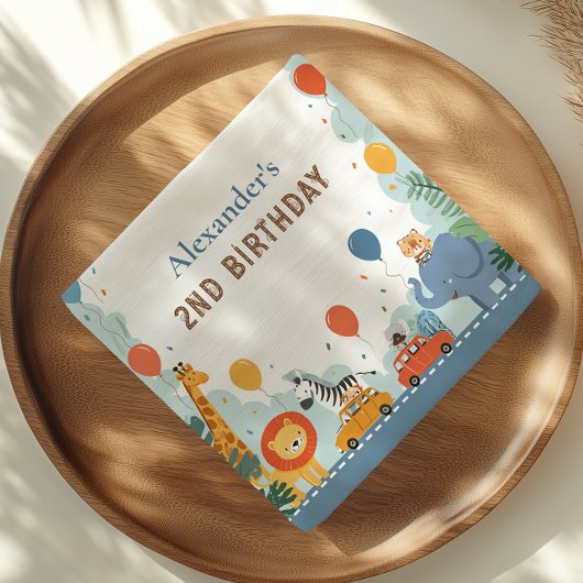 Serviette En Papier Safari Race Car 2e anniversaire