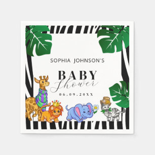 Serviette En Papier Safari Rayure Noir et Blanc Moderne pour Baby Show