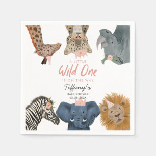 Serviette En Papier Safari rose moderne animaux Baby shower serviettes