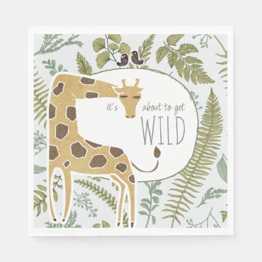 Serviette En Papier Safari sauvage Jungle Animaux Baby shower botaniqu (Devant)