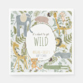 Serviette En Papier Safari sauvage Jungle Animaux Baby shower botaniqu (Devant)