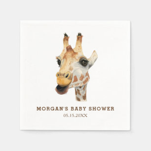 Serviette En Papier Safari Thème Aquarelle Baby shower Giraffe