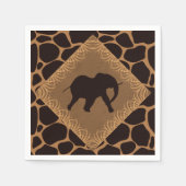 Serviette En Papier Safari Thème Elephant sur Giraffe Imprimer (Devant)