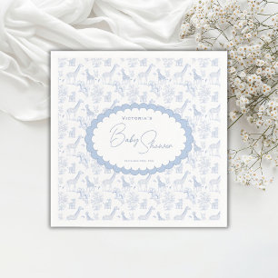Serviette En Papier Safari Toile Vintage Baby Shower Bleu