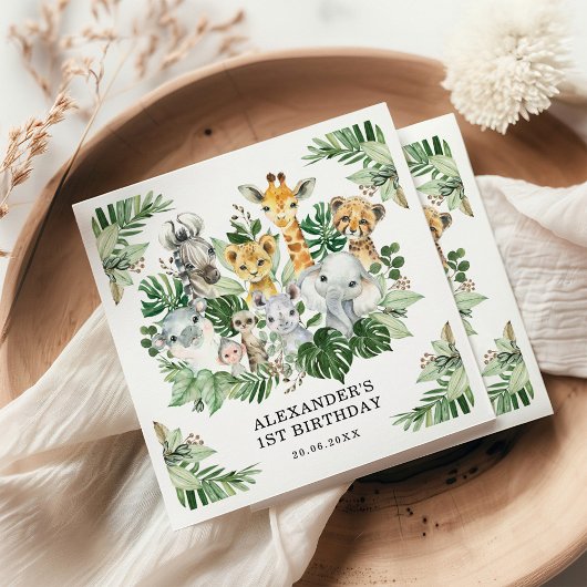 Serviette En Papier Safari tropical Animaux sauvages de la Jungle