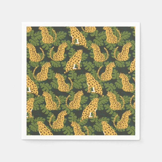 Serviette En Papier Safari tropical sauvage Leopard Jungle Palms (Devant)
