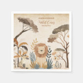 Serviette En Papier Safari tropical sauvage Une jungle Animaux Anniver (Devant)