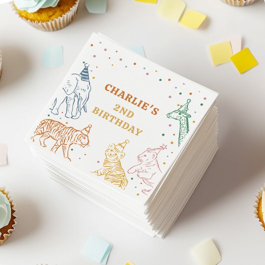 Serviette En Papier Safari Wild Animals 2nd Birthday
