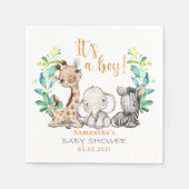 Serviette En Papier Safari Wild Giraffe Zebra Elephant Baby shower (Devant)