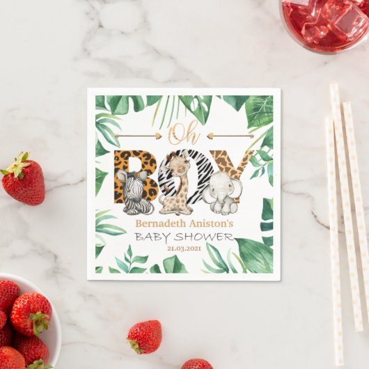 Serviette En Papier Safari Wild Oh Boy ! Baby shower serviettes (En situation)