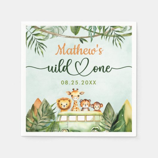 Serviette En Papier Safari Wild One 1er anniversaire (Devant)