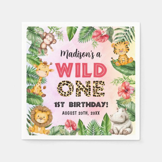 Serviette En Papier Safari Wild One 1er anniversaire (Devant)