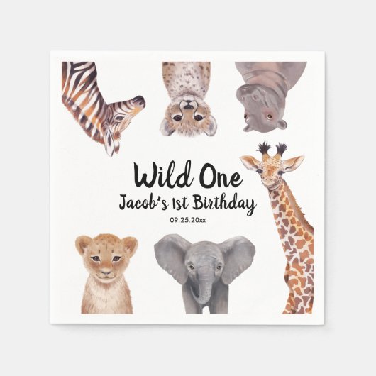 Serviette En Papier Safari Wild One 1er Birthday Boy (Devant)