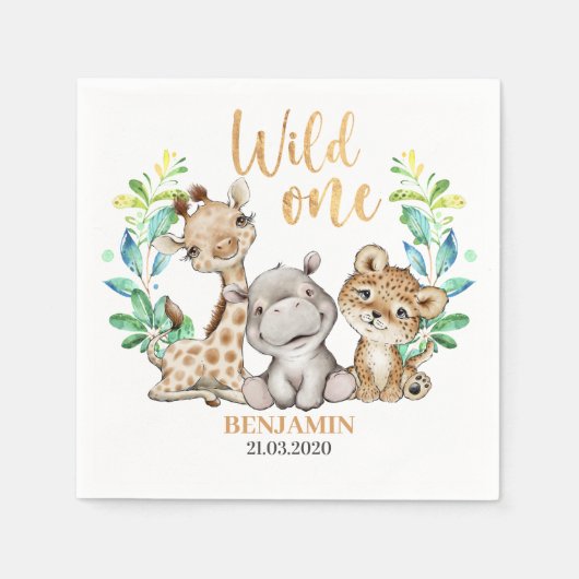 Serviette En Papier Safari Wild One Napkins (Devant)