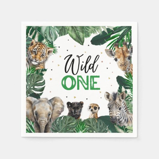 Serviette En Papier Safari Wild un 1er anniversaire (Devant)