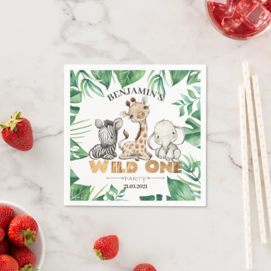 Serviette En Papier Safari Wild Un Annithday Napkins (En situation)