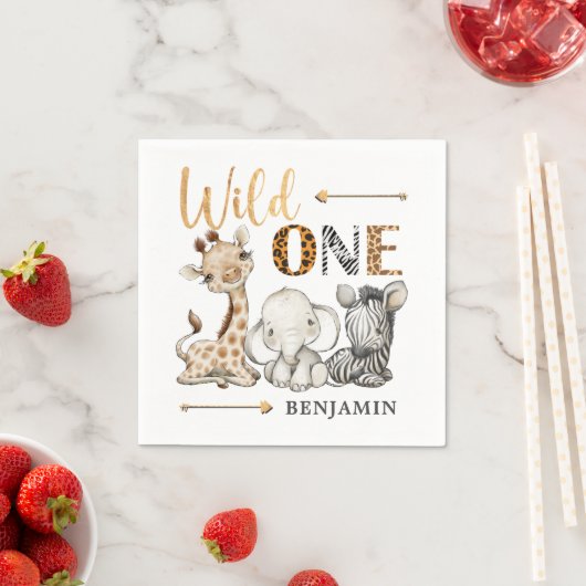 Serviette En Papier Safari Wild Un Annithday Napkins (En situation)