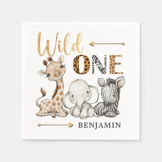 Serviette En Papier Safari Wild Un Annithday Napkins (Devant)