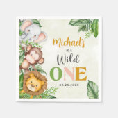 Serviette En Papier Safari Wild Un Anniversaire (Devant)