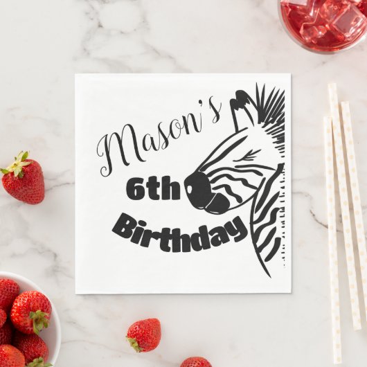 Serviette En Papier Safari Zebra Fête Main Drathday (En situation)
