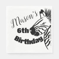 Safari Zèbre Dessin à la Main Fête Anniversaire