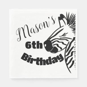Serviette En Papier Safari Zèbre Dessin à la Main Fête Anniversaire  