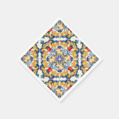 Serviette En Papier Saffron Red Floral Sicilian Majolica Mediterranean (Coin)