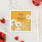 Serviette En Papier Saffron Yellow, Daisy Floral Wedding (En situation)