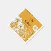 Serviette En Papier Saffron Yellow, Daisy Floral Wedding (Coin)
